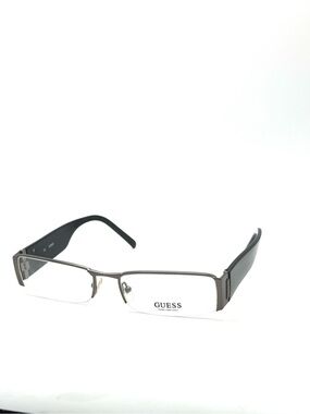 NWT Guess GU1597 GUNBLK metal eyeglasses frame with black acetate temples.